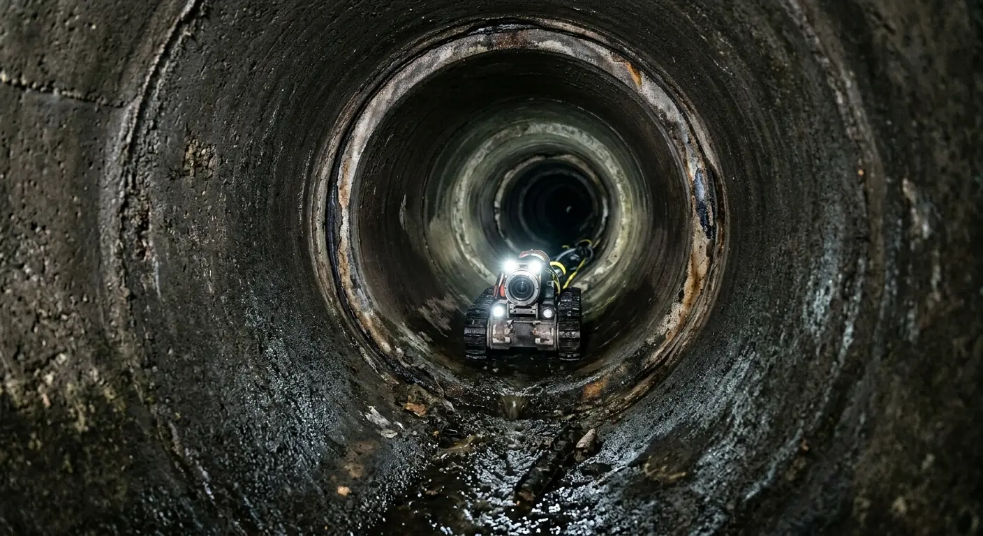 Robotic sewer camera inspecting pipe interior for Drain Snake Service in Decatur